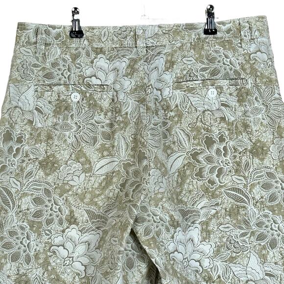 Club Room Men Shorts Size 32 Olive White Floral Flat Front Chinos Casual Coastal - Picture 4 of 12
